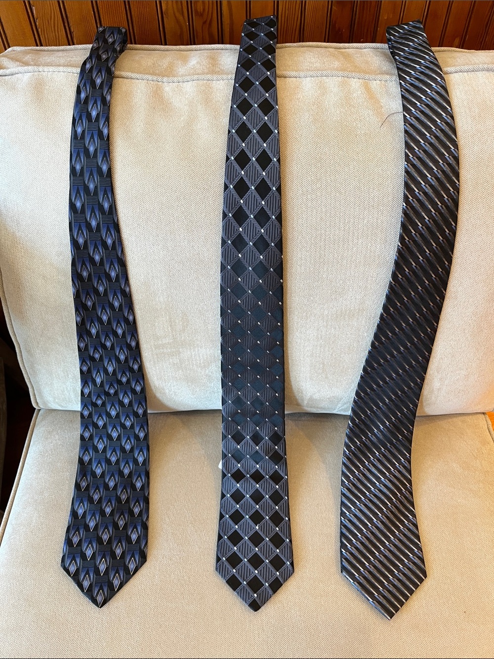 Michael Kors Mens Black and Silver Patterned Ties - Set of 3